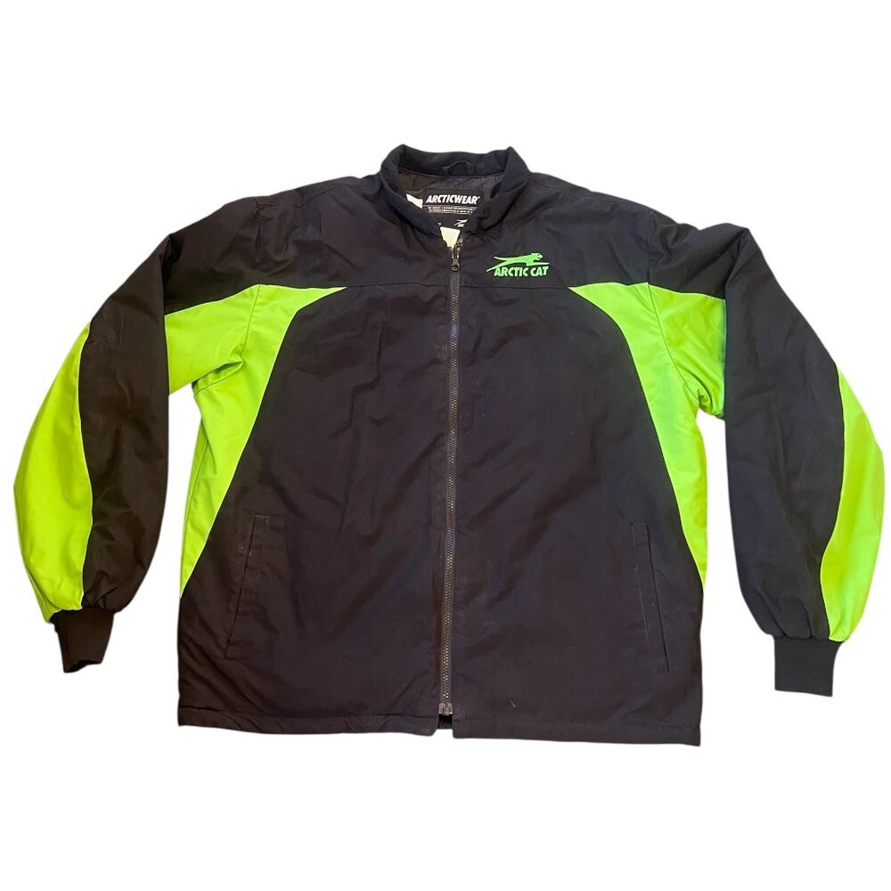 Vintage Arctic Cat Snowmobile Racing Jacket Men's Size L Arcticwear Black Green
